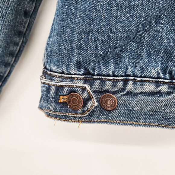 GAP Blue Jean Brown Faux Fur Lined Collared Trucker Jacket Women's Size M - Picture 8 of 10